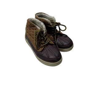 OshKosh B’gosh Toddler Duck Boots Sherpa Lined Lace Up Brown size 11